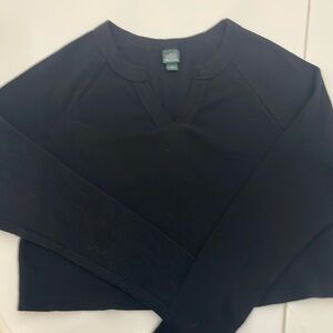 Black Henley crop top